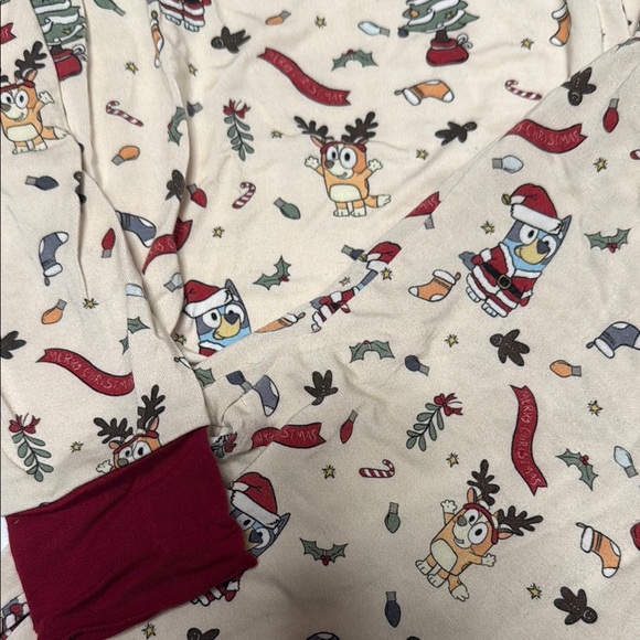 Kids BLUEY Cream Holiday Pajamas with Red Accents - Picture 2 of 2